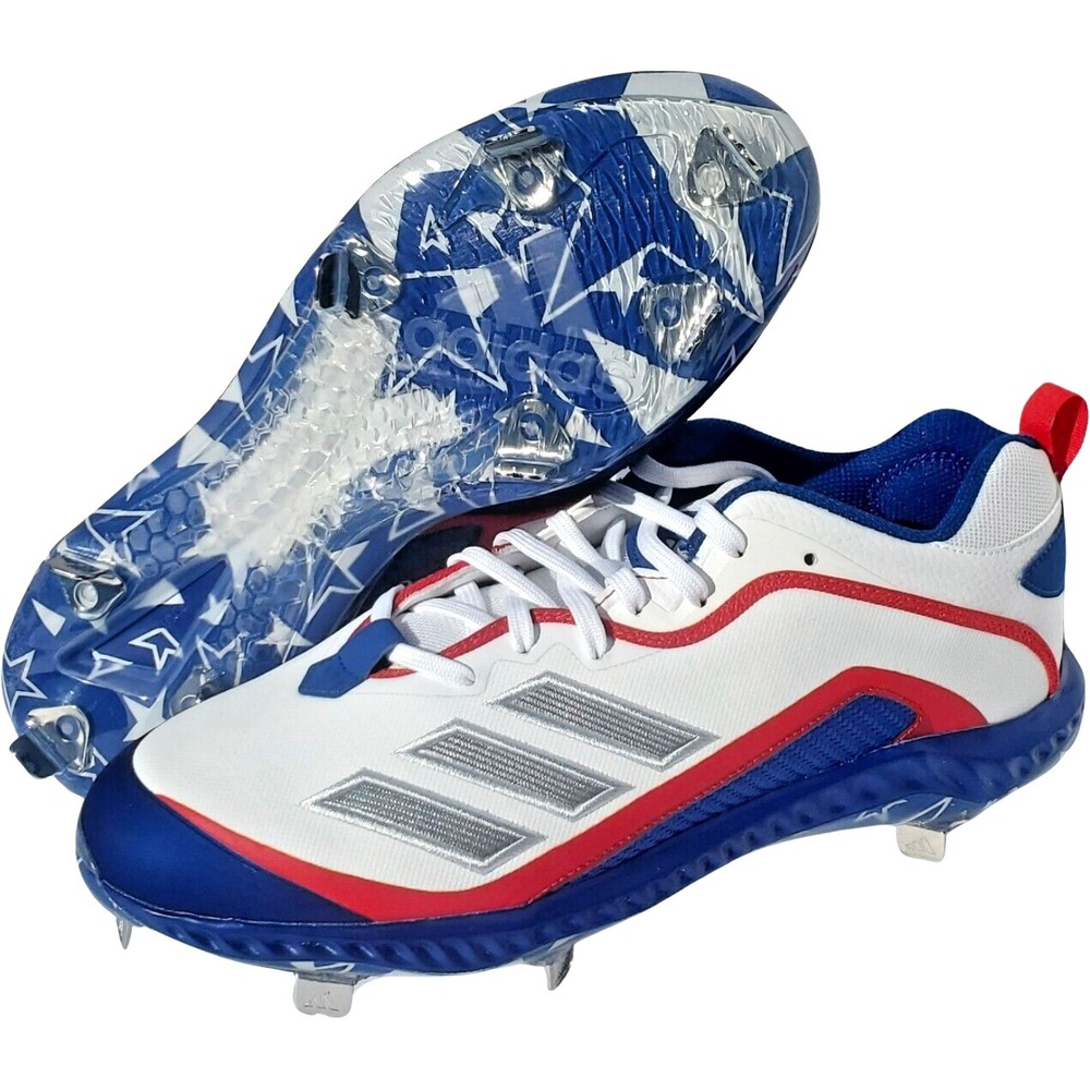 Adidas Icon 6 Bounce Metal Cleats ‎ - NEW Mens 13 Red / White / Blue #46595-TOP2